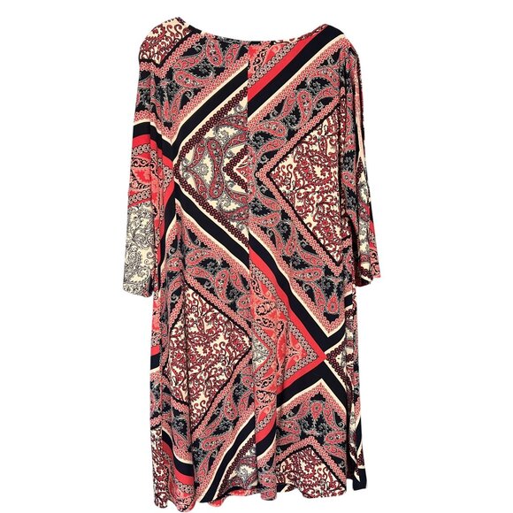 Ronni Nicole Red & Navy Paisley Print Cold Shoulder Swing Dress 16W - Picture 6 of 7